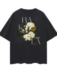 Baklâ Beautifully Effeminate Filipino Bakla Queer Pride Shirt Vintage Flowers on front of Black Oversize Deep Drop Shoulder Tee Oversize Deep Drop Shoulder Tee - 190 GSM