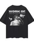 Work of Art Statue with Top Surgery Scars Trans Pride Shirt Black Oversize Tee Oversize Deep Drop Shoulder Tee - 190 GSM