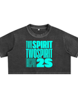 2 Spirit Pride Crop Top Turquoise and Black Snow Washed Crop Top Snow Washed Crop Top