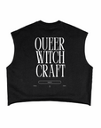 Queer Witchcraft Unholy Lesbian Pride on back of Black French Terry Boxy Tank Top French Terry Boxy Tank Top