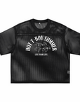 Hot T-Boy Summer Mesh Shirt front design Black See-through Boxy Net T-shirt See-through Boxy Net T-Shirt