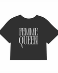 Femme Queen Realness Gay Pride Crop Top back of Black Baby Tee Seamless T-Shirt Baby Tee Seamless Tee