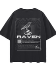 Raven Streetwear T-Shirt Black Crow Adjacent Outsider Oversize Tee Oversize Deep Drop Shoulder Tee - 190 GSM