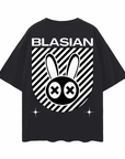 Blasian Pride Mad Rabbit Streetwear Design on back of Black Oversize Deep Drop Shoulder Tee Oversize Deep Drop Shoulder Tee - 190 GSM