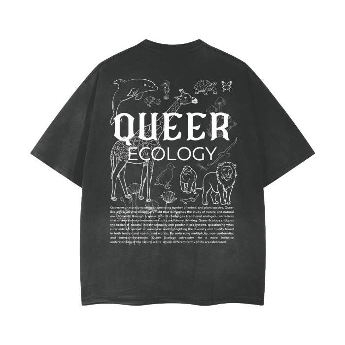 Queer Ecology Graphic Tee Queerness in Nature Vintage Wash Frayed T-Shirt Vintage Wash Frayed T-Shirt