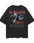 Dykes on Bikes Graphic T-Shirt Vintage Style on front of Black Oversize Deep Drop Shoulder Tee Oversize Deep Drop Shoulder Tee - 190 GSM
