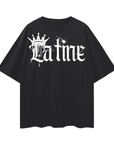 Latine Graphic T-Shirt Intersectional Pride on Black Oversize Deep Drop Shoulder Tee Oversize Deep Drop Shoulder Tee - 190 GSM