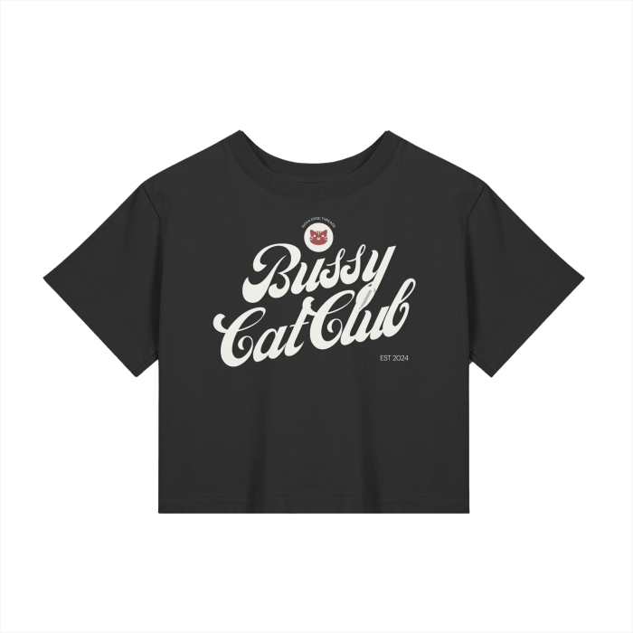 Bussy Cat Club Vintage Inspired Design Kitty Cat Baby Tee Seamless T-Shirt - 200 GSM Baby Tee Seamless Tee