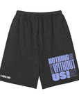 Nothing About Us Without Us! Disability Pride Snow Washed Raw Hem Shorts