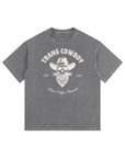 Trans Cowboy Size Inclusive Pride T-Shirt Vintage Washed Oversize Tee Vintage Wash Oversize Tee