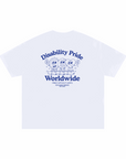 Disability Pride Worldwide Navy Blue on White Size Inclusive Oversize Tee Size Inclusive Oversize Tee