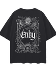 Enby Gothic Graphic Tee Design Non-Binary Pride on Black Oversize Deep Drop Shoulder Tee Oversize Deep Drop Shoulder Tee - 190 GSM