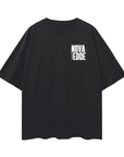 Camiseta gráfica con el logotipo de Nova Edge Threads, ropa urbana, ropa de calle, ropa de calle de Intersectional Pride Gear, camiseta de hombros caídos de gran tamaño en negro, 190 g/m²