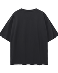 Demisexual Pride T-Shirt Skull and Roses Tattoo Inspired Design on front of Black Oversize Tee Oversize Deep Drop Shoulder Tee - 190 GSM