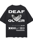 Deaf & Queer Streetwear Graphic Tee Disability Pride Oversize Deep Drop Shoulder Tee - 190 GSM