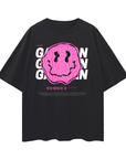 Gaysian & Proud Pink Smiley Face Graphic Tee Black Oversize Deep Drop Shoulder Tee Oversize Deep Drop Shoulder Tee - 190 GSM