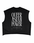 Queer Asian Power Minimal Design on Back of Black French Terry Boxy Tank Top French Terry Boxy Tank Top