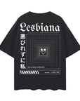 Unapologetically Lesbiana Pride Shirt Latina Lesbian Pride on Black Oversize Deep Drop Shoulder Tee Oversize Deep Drop Shoulder Tee - 190 GSM