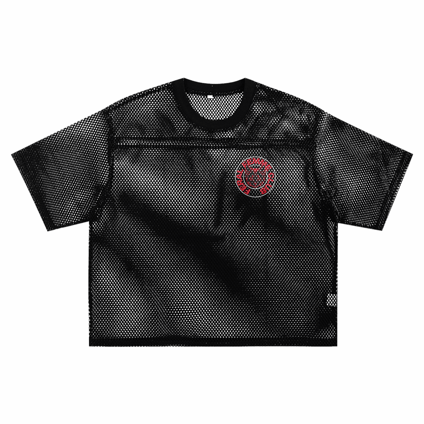 Feral Femme Club Mesh Pride Tee Black See-through Boxy Net T-shirt 