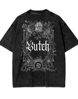 Butch Gothic Designed Graphic Tee on Black Acid Wash Oversize T-Shirt Acid Wash Oversize T-Shirt