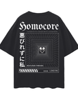 Unapologetically Homocore Graphic Tee Japanese Streetwear Inspired Black Oversize Deep Drop Shoulder Tee Oversize Deep Drop Shoulder Tee - 190 GSM