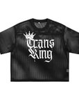 Trans King with a Crown Wednesday Font and Spray Paint Design on Black See-through Boxy Net T-shirt See-through Boxy Net T-Shirt