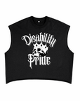 Disability Pride Punk Rock Skull with Crown on front of Black French Terry Boxy Tank Top French Terry Boxy Tank Top