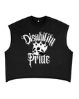 Disability Pride Punk Rock Skull with Crown on front of Black French Terry Boxy Tank Top French Terry Boxy Tank Top
