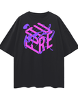 Pink and Purple Future is Fluid Graphic Tee Abstract Art LGBTQIA2S+ Pride Black Oversize Deep Drop Shoulder Tee Oversize Deep Drop Shoulder Tee - 190 GSM