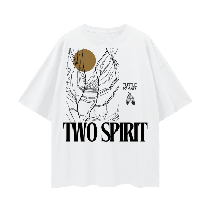 Two Spirit Pride Shirt Graphic Tee White Oversize Deep Drop Shoulder Tee Oversize Deep Drop Shoulder Tee - 190 GSM