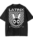 Camiseta de orgullo interseccional latino, moda urbana, camiseta negra de gran tamaño con lavado ácido, 250 g/m²