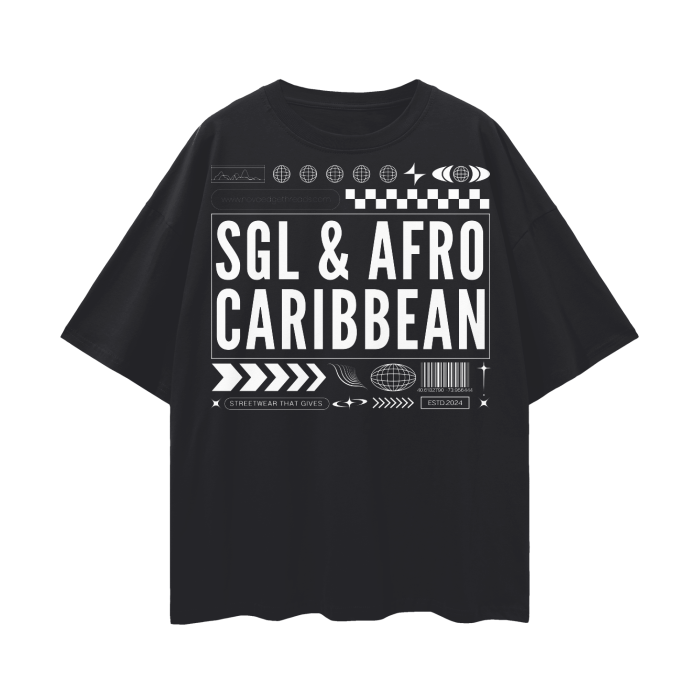 SGL & Afro Caribbean Pride T-Shirt SGL Pride Oversize Deep Drop Shoulder Tee Oversize Deep Drop Shoulder Tee - 190 GSM