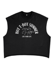 Hot T-Boy Summer Trans Pride on front of Black French Terry Boxy Tank Top French Terry Boxy Tank Top