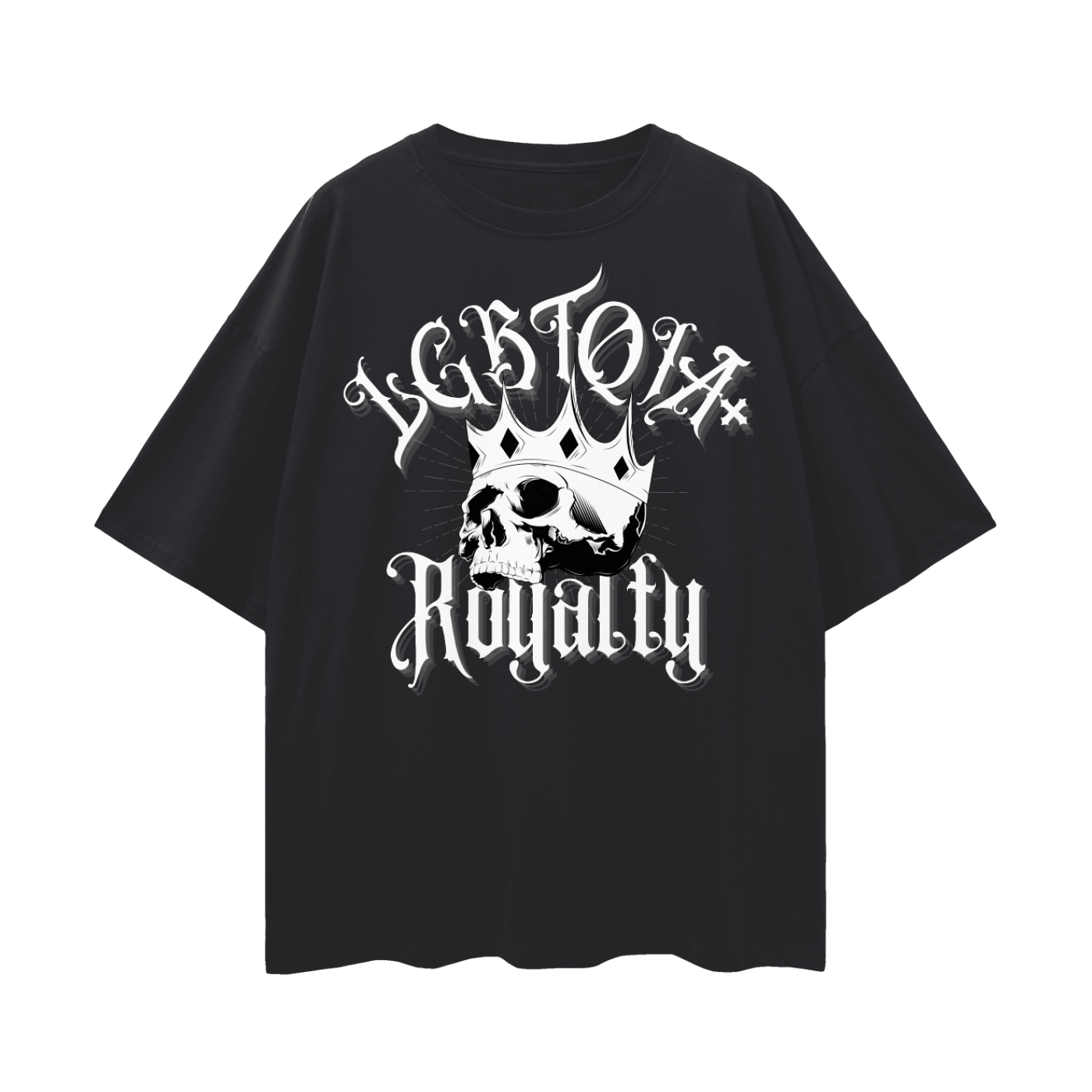 LGBTQIA+ Royalty Queer Pride Front of Black Oversize Deep Drop Shoulder Tee Oversize Deep Drop Shoulder Tee - 190 GSM