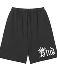 Stud Shorts Gothic Crown and Spray Paint Raw Edge Vintage Wash Shorts Vintage Wash Short Pants