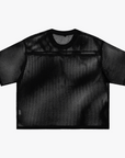 Flying Unicorn Pixelated Bold Print on front of Black See-through Boxy Net T-Shirt See-through Boxy Net T-Shirt