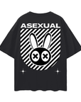 Asexual Pride Mad Rabbit Edition on Black Oversize Deep Drop Shoulder Tee Oversize Deep Drop Shoulder Tee - 190 GSM