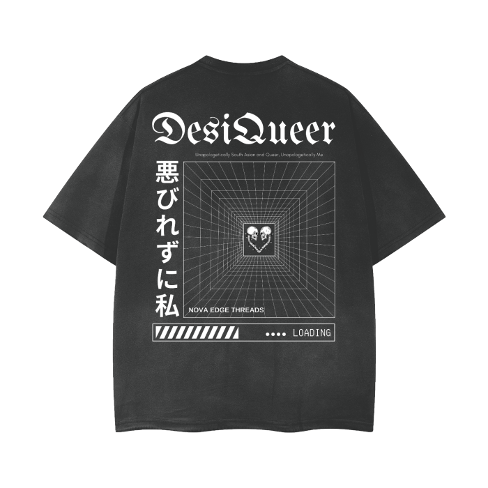 Unapologetically DesiQueer for South Asian Pride on Black Vintage Wash Frayed T-Shirt Vintage Wash Frayed T-Shirt
