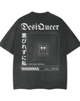 Unapologetically DesiQueer for South Asian Pride on Black Vintage Wash Frayed T-Shirt Vintage Wash Frayed T-Shirt