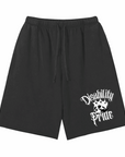 Disability Pride Skull with Crown Grunge Punk Aesthetic Scattered Edge Vintage Washed Shorts Vintage Wash Short Pants