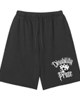 Disability Pride Skull with Crown Grunge Punk Aesthetic Scattered Edge Vintage Washed Shorts Vintage Wash Short Pants