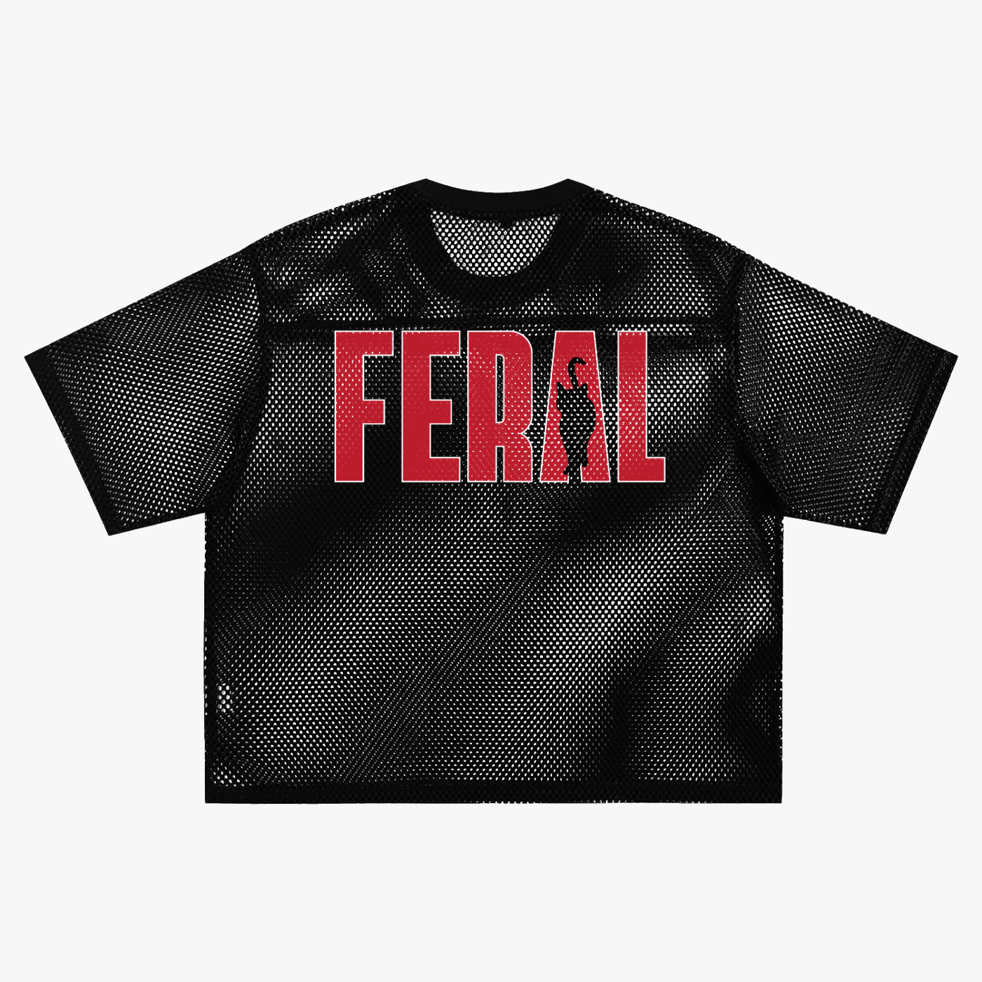Feral Femme Club Mesh Pride Tee Black See-through Boxy Net T-shirt 