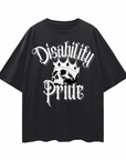 Disability Pride Punk Design Skull with Crown on front of Oversize Deep Drop Shoulder Tee Oversize Deep Drop Shoulder Tee - 190 GSM