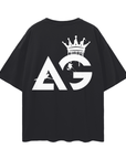Camiseta AG agresiva para el estilo urbano Black Pride en color negro, camiseta de hombros caídos y de gran tamaño (190 g/m²)