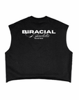 Biracial Baddie Minimal Word Design on Back of Black French Terry Boxy Tank Top French Terry Boxy Tank Top