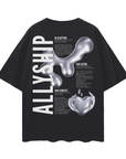 Allyship Graphic Tee Chrome Heart on Black Oversize Deep Drop Shoulder Tee Oversize Deep Drop Shoulder Tee - 190 GSM