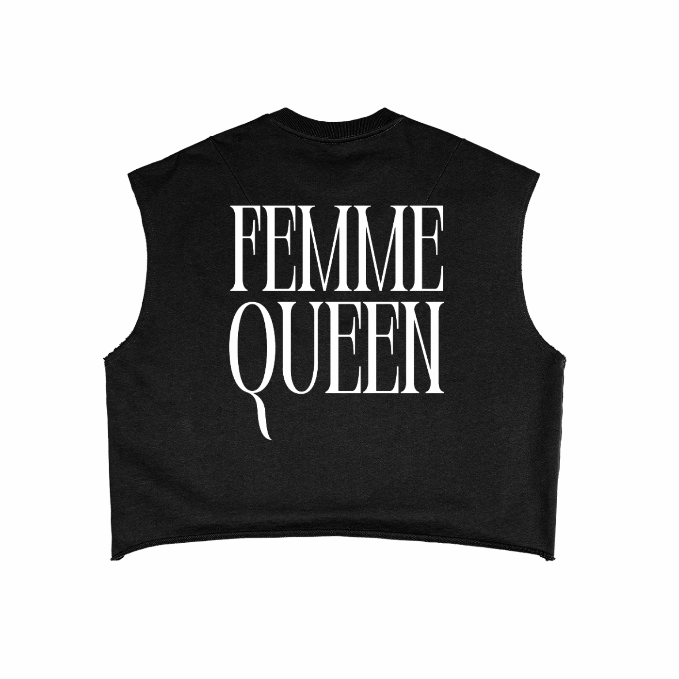 Femme Queen Realness LGBTQIA2S+ Pride Back of Black French Terry Boxy Tank Top French Terry Boxy Tank Top