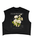 Indigiqueer Pride Vintage Flower Back Design on Black French Terry Boxy Tank Top French Terry Boxy Tank Top