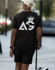 Camiseta AG agresiva para el estilo urbano Black Pride en color negro, camiseta de hombros caídos y de gran tamaño (190 g/m²)