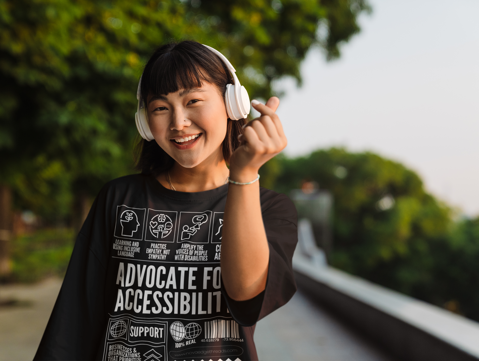 Advocate for Accessibility Graphic T-Shirt Disability Pride Black Oversize Deep Drop Shoulder Tee Oversize Deep Drop Shoulder Tee - 190 GSM